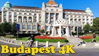 Budapest Hungary. Walking tour 4K. The left bank of the Danube. Petőfi Bridge - Margaret Bridge.