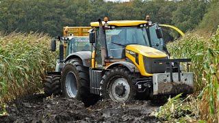 Mais Silage In The Mud  JCB Fastrac + Fendt + John Deere