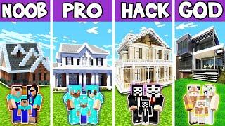 Minecraft Battle Family Traditional House Build Challenge - Noob VS Pro VS Hacker VS God