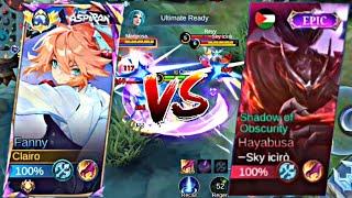 HARD GAME FANNY VS PRO HAYABUSA SOLO RANKED? ADU SKILL FASTHAND - Mobile Legends