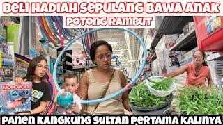 BELANJA KE WALMART SUPERMARKET SEPULANG DARI BAWA ANAK POTONG RAMBUT LANJUT PANEN KANGKUNG SULTAN