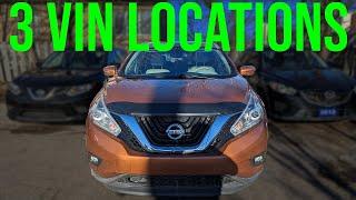 VIN Locations - Nissan Murano 2015-2024