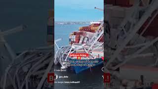 Baltimore Bridge collapses after being hit by a cargo ship.. #shorts #bridge