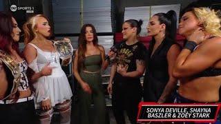 WWE RAW 7222024 - Sonya Deville Shayna Baszler & Zoey Stark Confront Alba Fyre & Isla Dawn