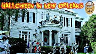 New Orleans Halloween Decorations and Parade Skeleton House Ghost Manor and Krewe of Boo