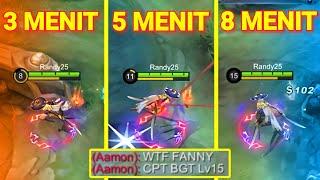 ROTASI Farming CEPET Fanny Randy25 8 Menit Level MAX  Mobile Legends