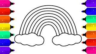 رسم وتلوين قوس قزح للأطفال  تعلم الالوان مع رسم قوس قزح للأطفال الصغار