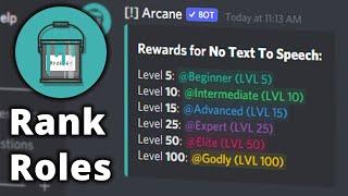 Free Discord Level  Rank Roles Arcane Bot Setup