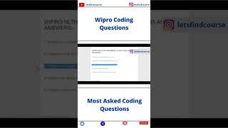 Most Asked Wipro Coding Questions #wipro