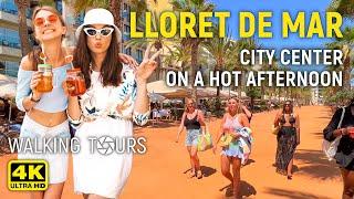 4K Lloret de Mar Catalonia Spain City Сenter Walking Tour • July 2023