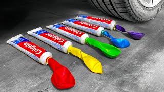 EXPERIMENT Car vs toothpaste and Balloons Orbeez M&M Candy Crushing crunchy and soft things by car