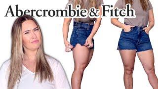 ABERCROMBIE AND FITCH SHORTS TRY ON REVIEW  WOMENS CURVE LOVE HIGH RISE MOM SHORTS HAUL