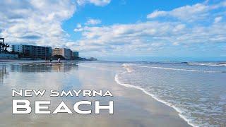 4K New Smyrna Beach Walk After Hurricane Ian  Blue Skies Glassy Water Sea Gulls