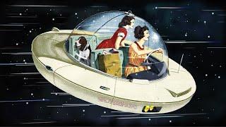 Retro-futurism Warp Drive Travel w Vintage oldies playing from another dimension White Noise