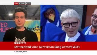  Switzerland wins Eurovision 2024  William Lee Adams Reaction BBC News Channel