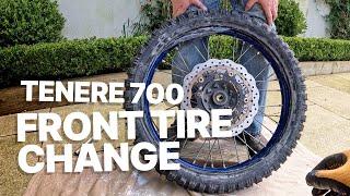 Changing a TENERE 700 front tire using TRAIL TOOLS