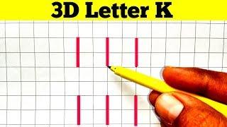 How To Draw 3D Letter K Step By Step  Easy Drawing