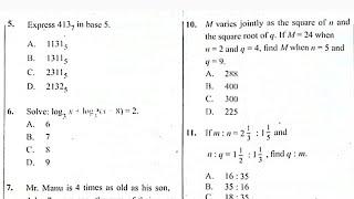 WAEC 2023  Objective Question 5 to 9