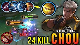 100% Unstoppable 24 Kills Chou Brutal Critical Damage - Build Top 1 Global Chou  MLBB