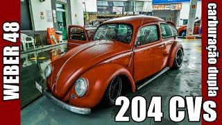 FUSCA 69 ASPIRADO COM DUPLA WEBER 48  FUSCA VERMELHO REBAIXADO  FUSCA MAIS FORTE DO BRASIL