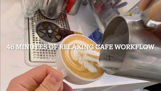 POV- Barista works a steady shift at an aesthetic cafe