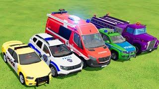 POLICE CAR FIRE TRUCK AMBULANCE COLORFUL CARS FOR TRANSPORTING -FS 22