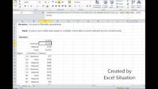 Excel Sumifs visible filtered data