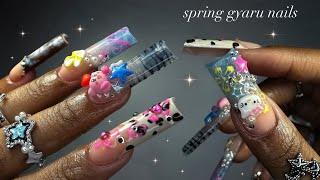 Spring Gyaru-Inspired Nails⭐️️  polygel extensions + adorable nail art