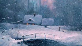 A Snowy Winter Landscape Painting. How to Paint a Winter Landscape. How to paint snow