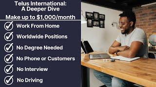 Telus International Work From Home - Best Online Side Hustles 2024 - Remote Job