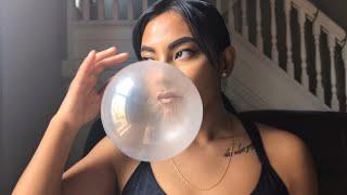 ASMR Chewing Gum And Blowing Bubbles  It Gets Messy 