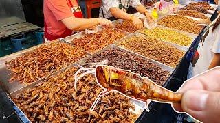 Exotic Thai Street  Food Fried Insects Taste Test of the bugs grasshopper cricket  food around me