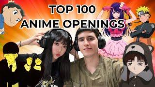 REACTING TO THE TOP 100 ANIME OPENINGS OF ALL TIME - NON ANIME FAN REACTS