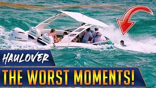 THE WORST BOAT FAILS EVER FILMED AT HAULOVER INLET BOAT SINKING  WAVY BOATS