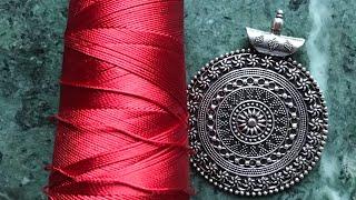 How to Make Silk Thread German Silver Pendant Necklace at Home  jewellery making idea