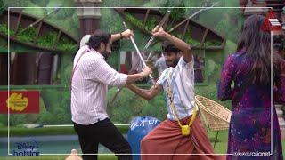 #BBMS5Tasks തമ്പുരാട്ടിക്ക് ഞങ്ങളുടെ വക കളരി അഭ്യാസം റനീഷയുടെ മുന്നിൽ അഖിൽ-ഷിജു പ്രകടനം