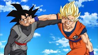 Goku fights against Goku Black in the present timeline Goku and Future Trunks fight eng Dub