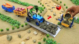 mini tractor making concrete bridge  homemade tractor @sanocreator