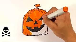 EASY How to Draw PUMPKIN BAG