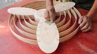 Woodworking Project Extremely Interesting With The Wood Strips  A Great Table With Perfect Curves