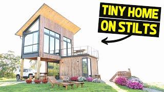 OFF-GRID TINY HOME on STILTS w Hot Tub & Mountain Views Full Tour