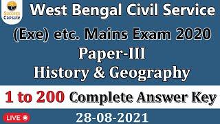 WBCS Mains answer key 2020  Paper- III  LIVE Discussion  Complete Answer Key 1-200