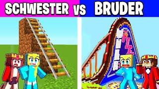 SCHWESTER vs BRUDER ACHTERBAHN BAU CHALLENGE in Minecraft