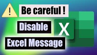 Be careful Parts of your document may include personal information - Hide Excel Message