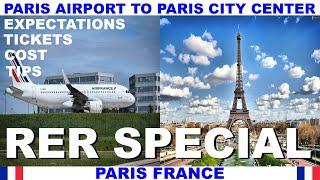 TRAIN FROM PARIS AIRPORT CHARLES DE GAULLE TO PARIS CITY CENTER USING RER LINE B - EASY AND CHEAP