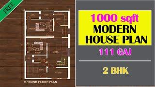 Modern House  1000 sqft House Plan 2 bhk  1000 sqft house design west facing  111 Gaj