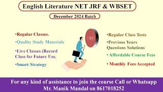 🟢 NET JRF & WBSET 🟢 DECEMBER 2024 NEW BATCH  ENGLISH PAPER-2  JOIN NOW #englishnet