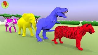 Wild Painting Animals Tiger Cow T-Rex and Elephant Animals Fountain Transformation Compilation