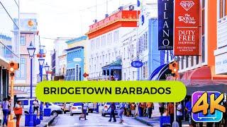 Morning Streets walk of Bridgetown Barbados - 4k City walking Tour with city sound for relaxing.