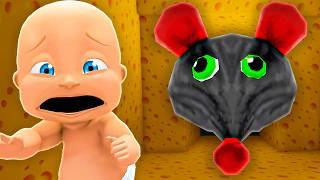 Baby Escapes EVIL RAT HEAD